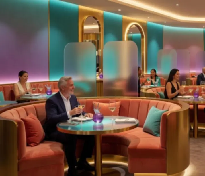 Večerní osvětlený interiér Cezaria Casino