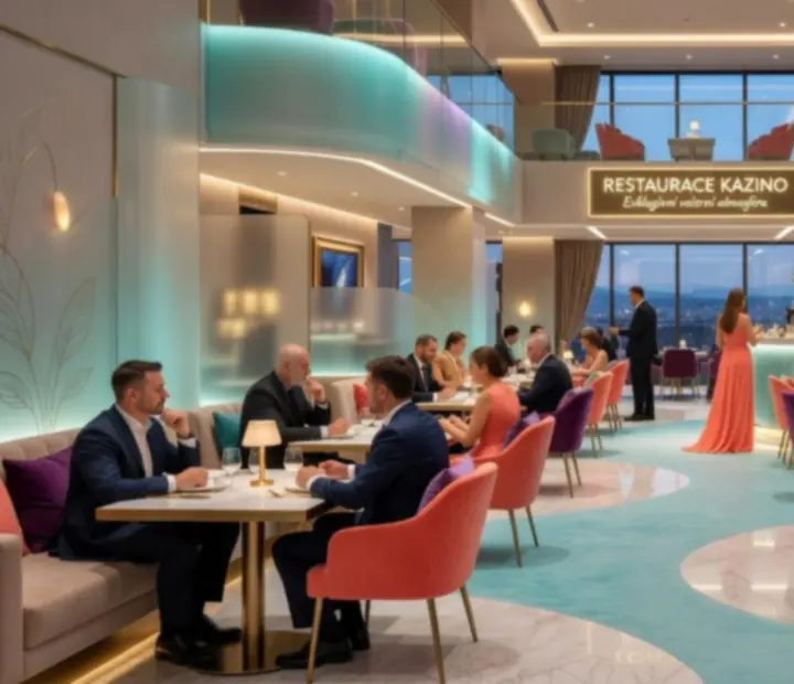 Moderní interiér casino restaurace Cezaria Casino