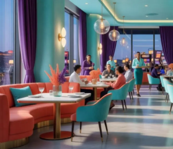 Interiér a lounge zóny casino restaurace Cezaria Casino
